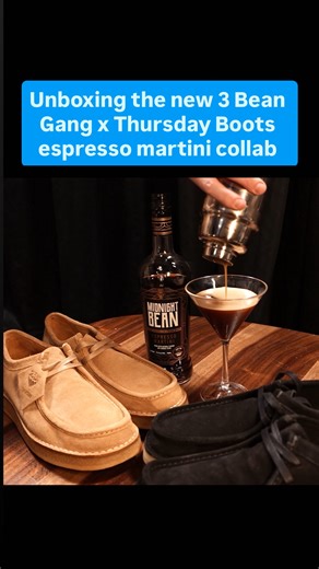 Kevin Clancy on Instagram: "Unboxing the new @3 BEAN GANG X @Thursday Boots Boots Espresso Martini boots. A 2 pack of low top moc style boots available in black (for the espresso) and tan (the foam on top of your tini). Growing up all I ever wanted was a pair of Wallabees. Whether it was Wu Tang or Bad Boy, all the rappers were wearing them. And now to go along with my own cocktail, Midnight Bean, l’ve got my own pair of boots. The Roadrunner low tops, perfect for yourself or a loved one this Ch