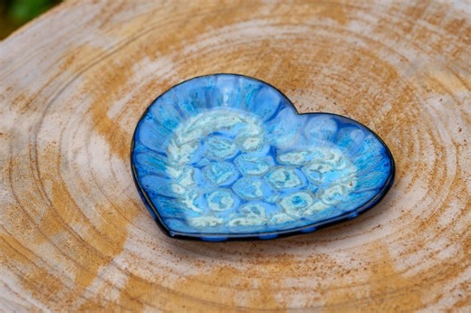 Blue Ceramic Heart-shaped Dish. Blue Ceramic Trinket Dish. Pottery Jewelry Dish. Handmade Stoneware Dish - Etsy