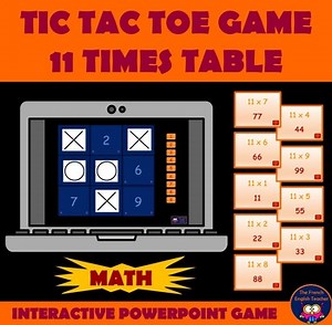 TIC TAC TOE powerpoint GAME on 11 TIMES TABLE