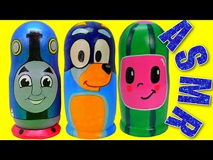 No Talking ASMR Bluey Nesting Dolls Satisfying Unboxing Review Compilation ❤️#asmr #bluey #cocomelon