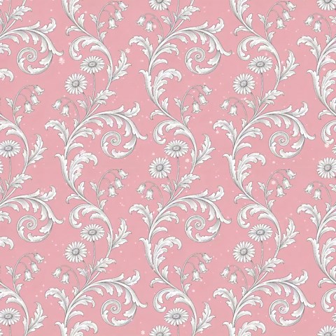 Vintage Floral Seamless Pattern, Pink Silver Damask Scroll Digital Paper, Retro Grandmillennial Wallpaper Style, Commercial Use Download - Etsy