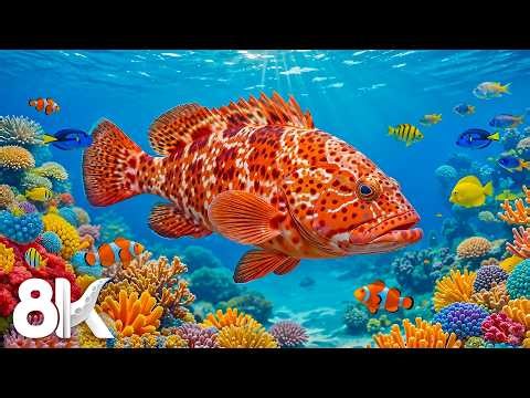 Under the Red Sea 8K - Beautiful Coral Reef Fish, Relaxation Video with Calming Ocean Music