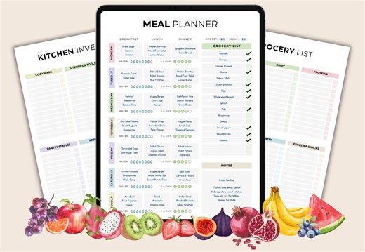 Weekly Meal Planner Digital & Printable, Editable PDF Meal Plan Template, Grocery List, Food Prep Menu Organizer, Instant Download - Etsy Australia