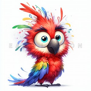 Silly Macaw Clipart - Goofy Bird Fantasy Art, Whimsical Watercolor Printables, 15 Pngs 300 DPI - Etsy