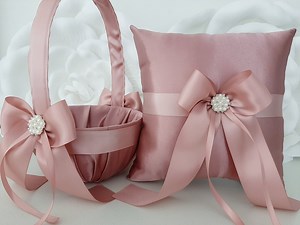 Dusty Rose Flower Girl Basket and Ring Bearer Set, Flower Girl Basket, Ring Bearer Pillow, Flower Girl, Wedding Basket for Flower Girl - Etsy