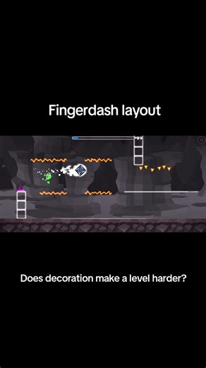 I was surprised by how actually easy Fingerdash is without all the decorations. Do you think decorations make a level harder or no? Tell me in the comments😊. #geometrydashmobile #geometrydash #fyp #gd