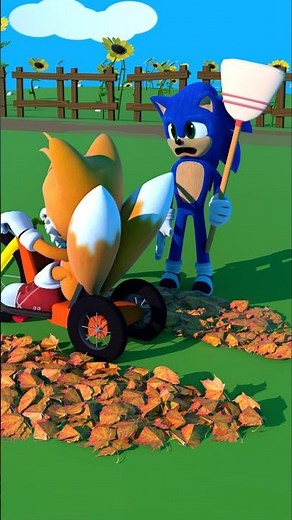 Tails runs through the leaves with his bike 🤣🤣🤣 #sonic #animation #shorts
