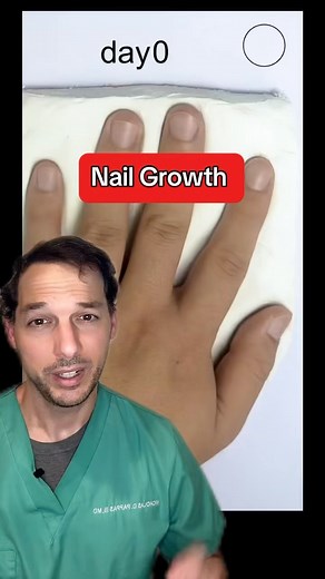 On average, fingernails grow around 3.5 millimeters (mm) per month, or about a tenth of a millimeter per day. Toenails grow more slowly, at about one-third of that rate, or 1 mm per month. Your nails won’t grow more quickly if you take biotin, but several studies show that it can strengthen brittle nails, which would make them less likely to break. Original video: lakepeter #fingernail #Biotin #Nail | Nick Pappas, MD