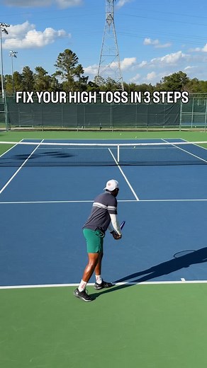 FIX YOUR HIGH TOSS! 1. Check the Peak - The ball should rise just above your racquet reach, not to the clouds. 2. Fix the Release - Smooth lift, release around eye level, keep the arm relaxed. 3. Toss & Go - No waiting. Flow straight into your swing. 💡 A lower toss = smoother rhythm, better timing, and more consistent serves. Save this for your next serve session and tag a friend who tosses to the moon 🌕👇 Have Fun! 💪🎾 • • • • • • • • • • • • • #tennistips #tennisserve #improvetodaytennis #t