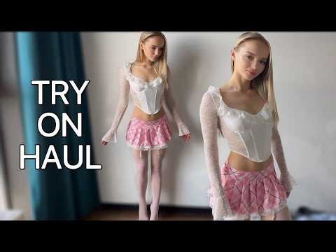 [4K USA] Elegant Lace Look Try-On Haul 💖 | Detailed Outfit Review