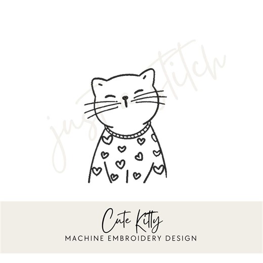 Cute Kitty Machine Embroidery Design - Includes 5 Sizes - Etsy
