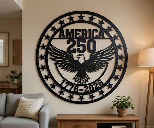 USA 250th Anniversary Metal Sign, American Eagle Wall Art, Patriotic Decor - Etsy