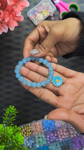 Cute Blue Bracelet Making at Home ✨ | Trending Shorts #diy #beadsbracelet