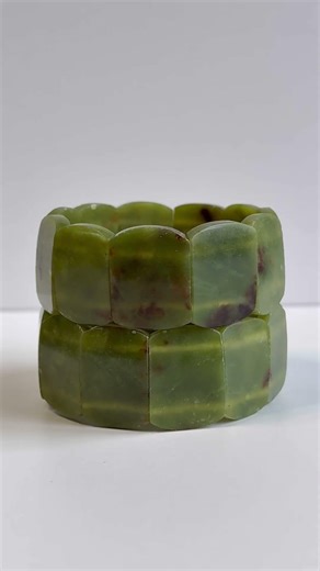 Natural green jade tile bracelet