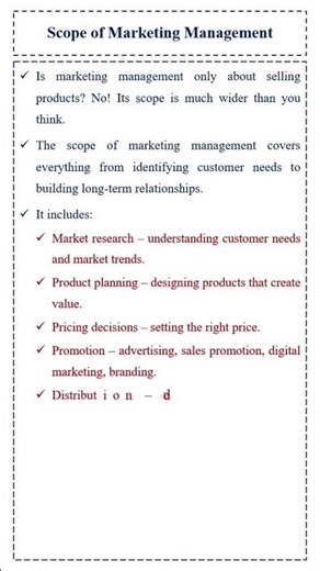 Scope of Marketing Management | Functions & Areas Explained in 60 Seconds | MBA Marketing Shorts