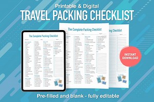 Editable Travel Packing Checklist: Printable Vacation Planner (digital Download) - Etsy Canada