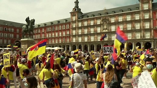 Thousands protest in Madrid against Colombian government, police violence