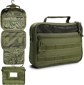 SMONT Toiletry Bag for Men Travel Toiletry Organizer Dopp Kit Organizer Toiletries Travel Bag Shaving Hygiene Bag Bathroom Hanging Men's Toiletry Bag for Short Trips Army Green