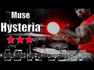 Muse - Hysteria - Drum cover (with scrolling drum score)