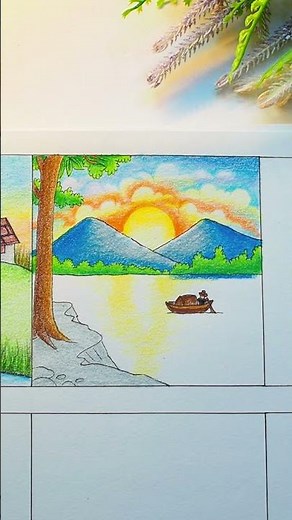 วาดรูปธรรมชาติง่าย🌳🍃#วาดรูปกัน #drawing