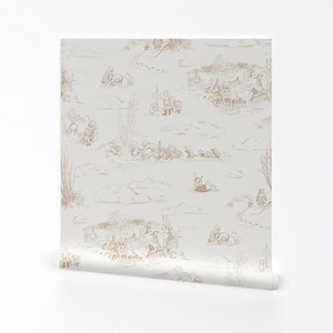 Pooh Soft Honey Removable Peel and Stick Wallpaper - Nursery Storybook Tan - Wall Art Wall Decor - Pooh Toile Honey by At_the_cottage - Etsy