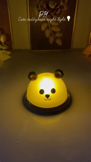 DIY cute teddybear🐻night light/ lamp || DIY cute moon light night || Old bulb reuse ideas #shorts