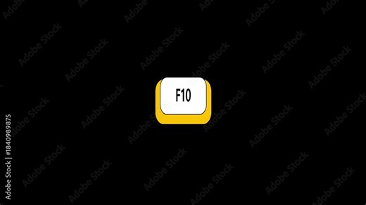 F10 Key pressing Animation.Clicking the F10 key on the keyboard.Computer Keyboard Close Up.