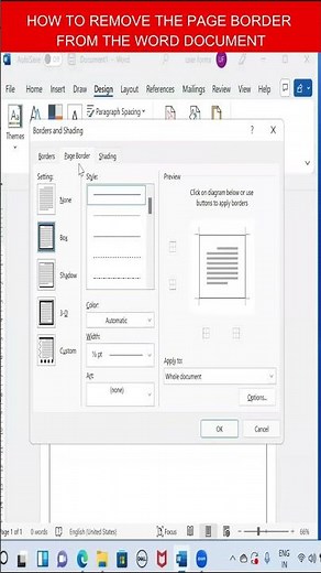How to remove the page border from the word document | #shorts | #word