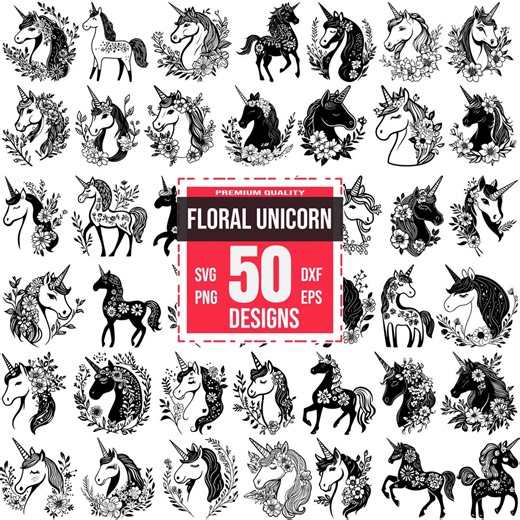 Floral Unicorn Svg Bundle, Floral Unicorn Png, Unicorn With Flowers, Unicorn Head Svg, Fantasy Unicorn Svg, Floral Magical, Magical Unicorn - Etsy