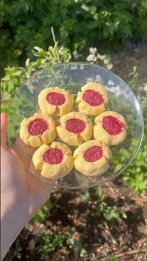 Raspberry Thumbprint Cookies #cookies #baking #raspberries #garden #gardening #gardentoplate #berry