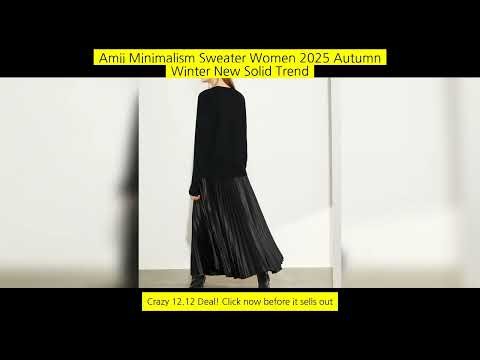 Amii Minimalism Sweater Women 2025 Autumn Winter New Solid Trend Asymmetrical