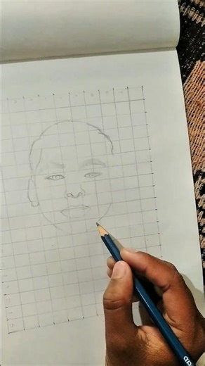 How to Draw Face Outline using Grid Method ✏️ | Portrait Drawing Tutorial #shorts