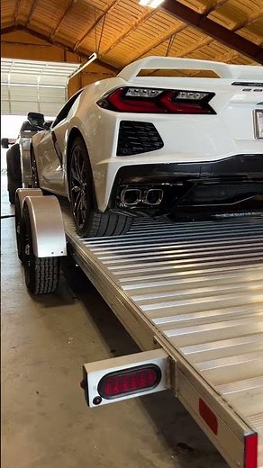 Loading up a C8 Corvette on a Timpte EZ Load Drop Deck Trailer