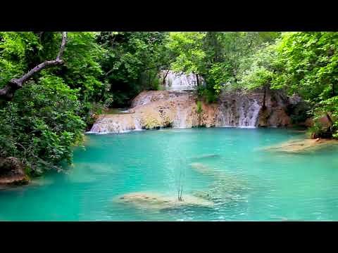 4k UHD Tropical Waterfalls & Lake Water Sounds. 4k ultra hd Waterfall Video/ Sleep/ Meditate/ Study.