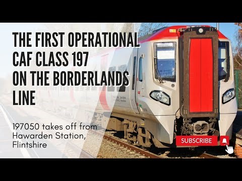 TfW first operational CAF class 197 dmu on the Borderlands Line 197050 30-11-23 Transport for Wales