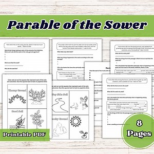 Parable of the Sower, Parables, Bible Worksheets, Kids Bible Study, Bible Activities, Kids Bible Stories, Sunday School, Kids Bible Lessons - Etsy