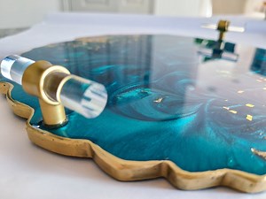 Elegant Marble Style Tray, Perfume Round Geode Resin Tray With Clear Handles - Etsy