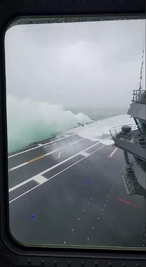 Monster Wave SLAMS the Carrier Deck — Bridge POV Looks Unreal 🌊⚡
