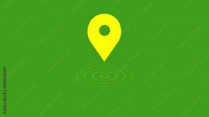 Location map pin pointer on GPS Map tracker animation video on green background .
