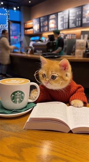 CAT BOSS Takes a Coffee Break at Starbucks ☕🕶️ #starbucks #catlife #fancycat #animals #wildlife