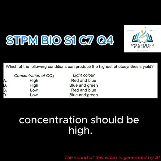 F6 BIOLOGY SEM 1 CHP 7 Q4 PHOTOSYNTHESIS #stpmbiology #stpm #biologyscience #biology #alevelbiology