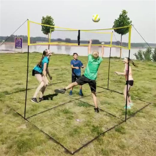 Portable Training Beach Volleyball Net Kit Cross Shaped Durable Folding Indoor Outdoor Team Game Adjustable Mesh Set