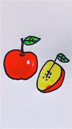 Apple drawing step by step tutorial art made for beginners #art #shorts