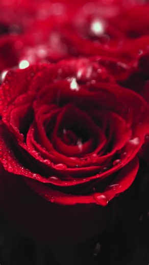Droplets on a Red Rose - Free Stock Video