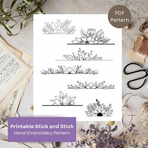 Floral Line Embroidery Patterns: Stick and Stitch Printable (PDF), DIY Embroidery Gift - Etsy
