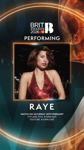 SHE'S BACK 🤩 we're thrilled for RAYE to return to The BRIT Awards 2026 stage this weekend 💋 don't miss her performance this Saturday 28th February on ITV1 & ITVX in the UK at 8:15PM and on YouTube globally at 8:45PM GMT | BRIT Awards