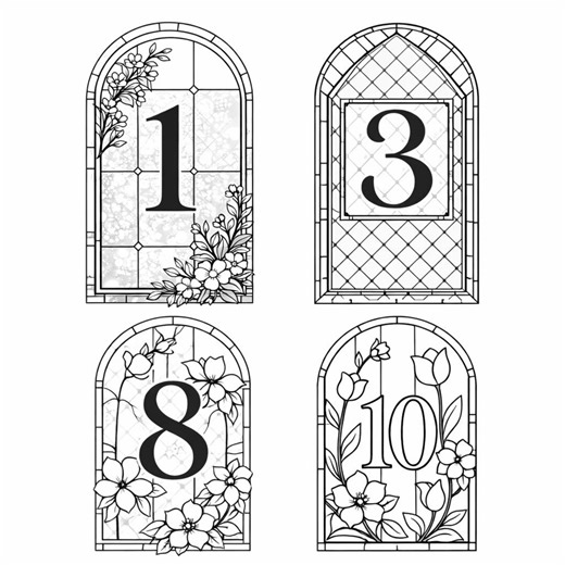 Stained Glass Wedding Table Numbers 1-26 Template, Arch Table Numbers Printable, Wedding Sign Bundle DIY, Canva Editable PDF, Gothic Decor - Etsy