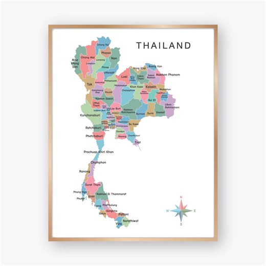 Thailand Map With Provinces and Major Cities, Detailed Thailand Geography Map Poster for Classroom Homeschool Education - Etsy Canada
