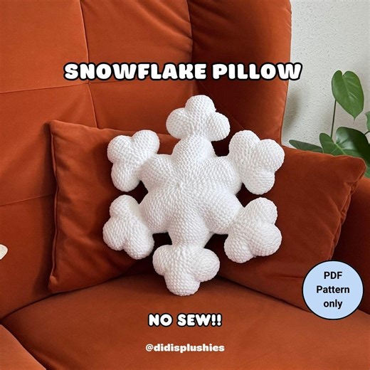 Snowflake Pillow Crochet Pattern | No Sew | Decorative Pillow | Didisplushies - Etsy