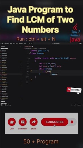 Program of Find LCM of Two Numbers in Java| #c#youtube #ytshorts #trending #youtubers #youtubeshorts